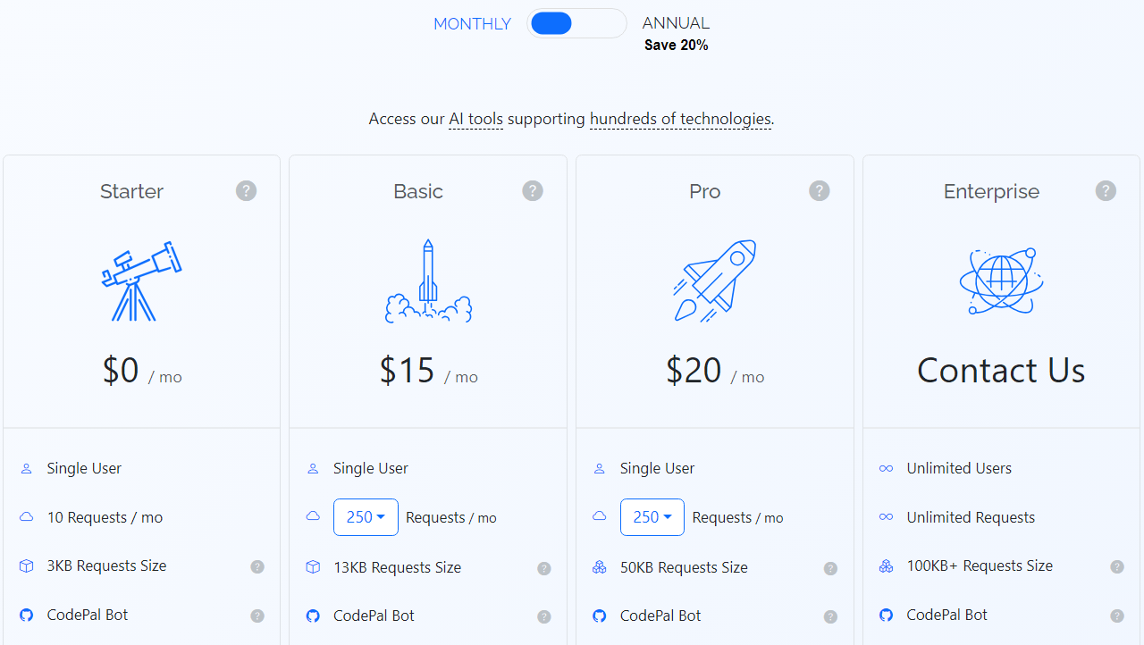 CodePal Plans and Pricing