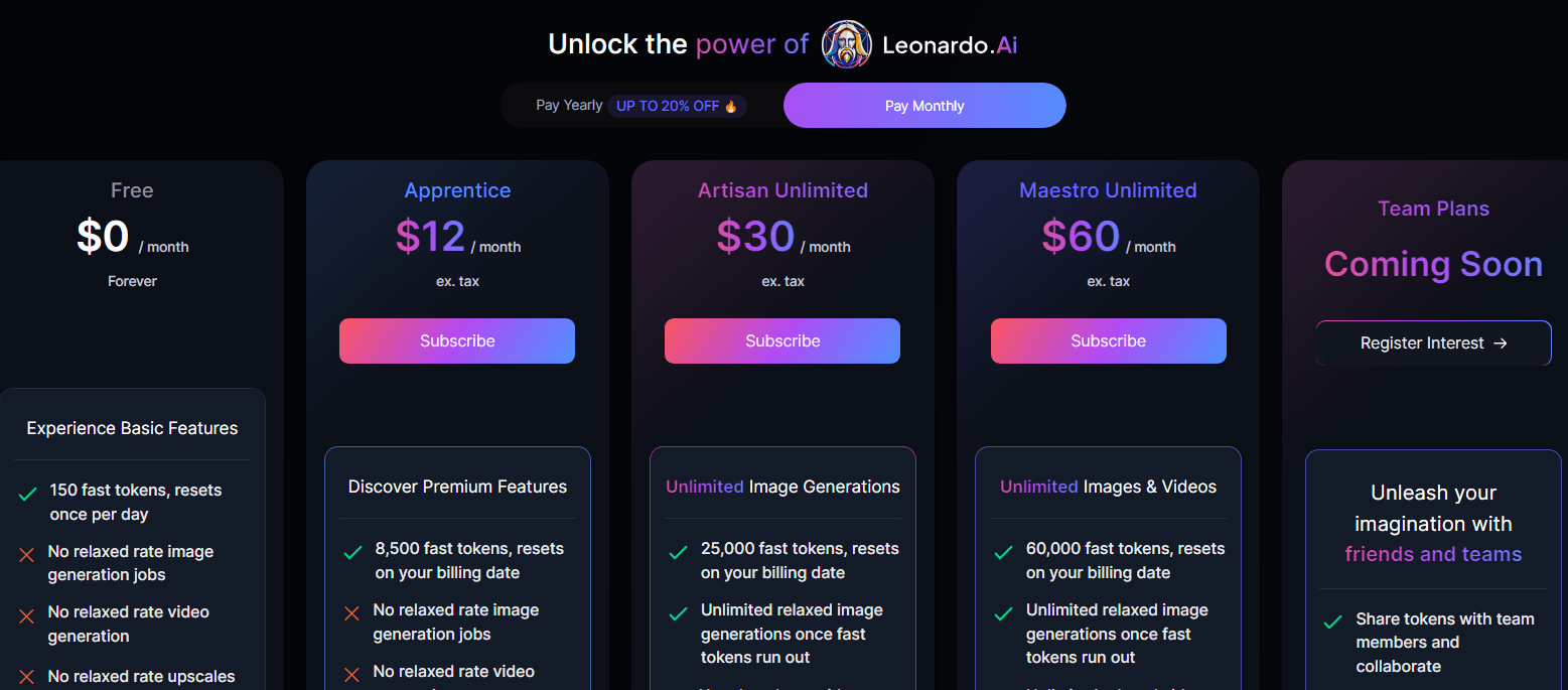  Leonardo AI Pricing and Plans