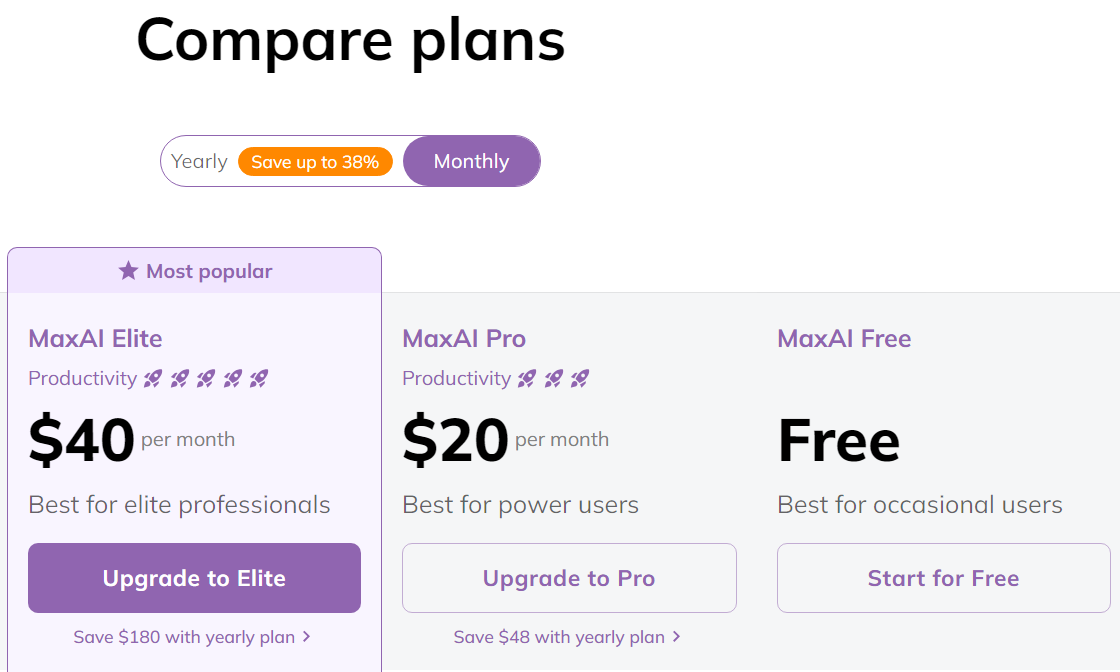  MaxAI.me Pricing Plans