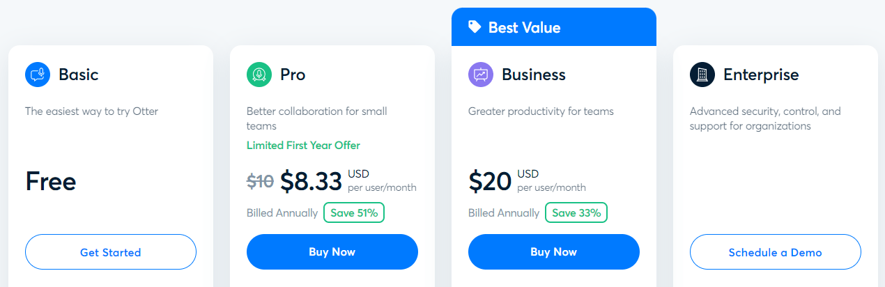 Otter.ai Pricing