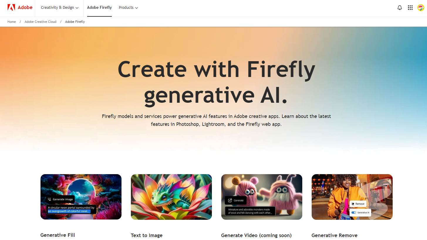 Adobe Firefly Generative AI for creatives, Free AI Image Generator