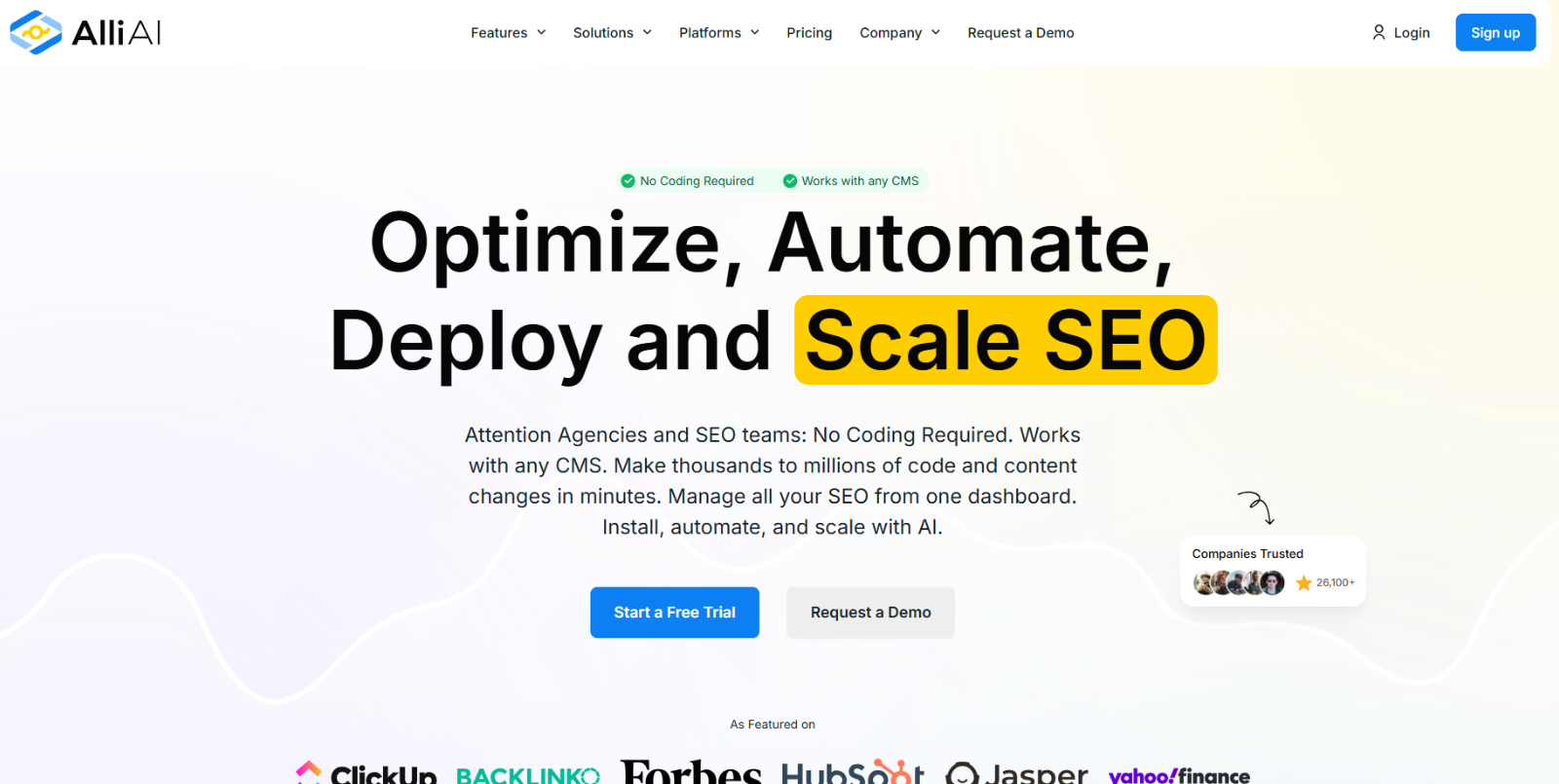 Alli AI Screenshot – Automated On-Page SEO & Optimization Platform