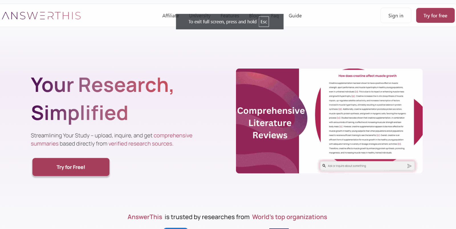 AnswerThis Screenshot – AI Research Assistant for Academic Papers.