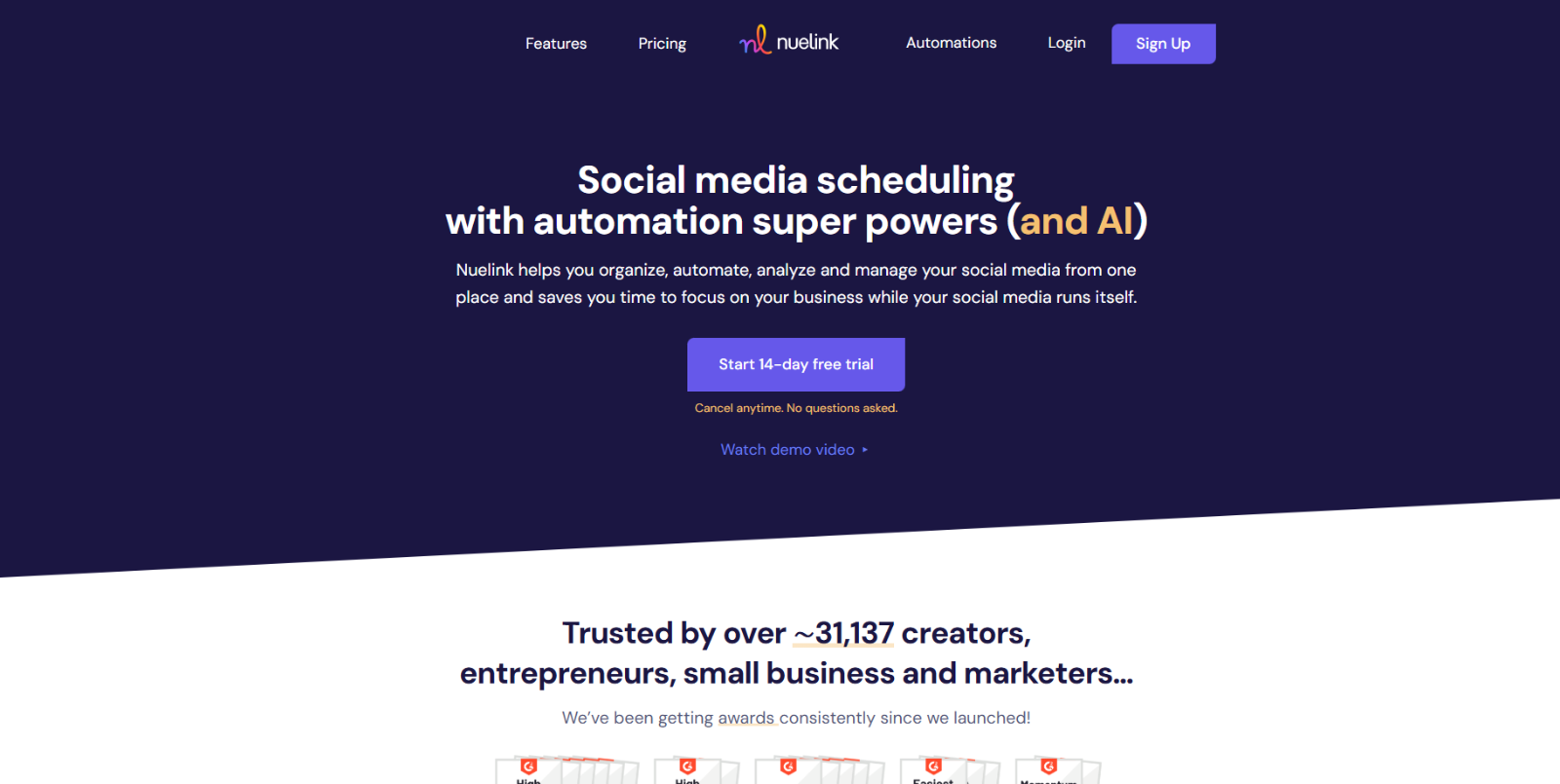 Nuelink Screenshot – AI Social Media Scheduling & Automation Software