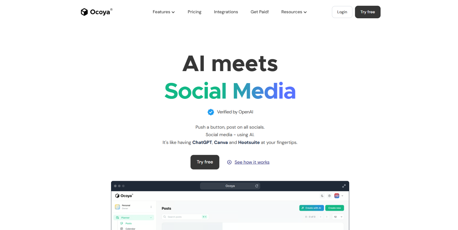 Ocoya Screenshot – AI-Powered Content Creation & Social Media Scheduler