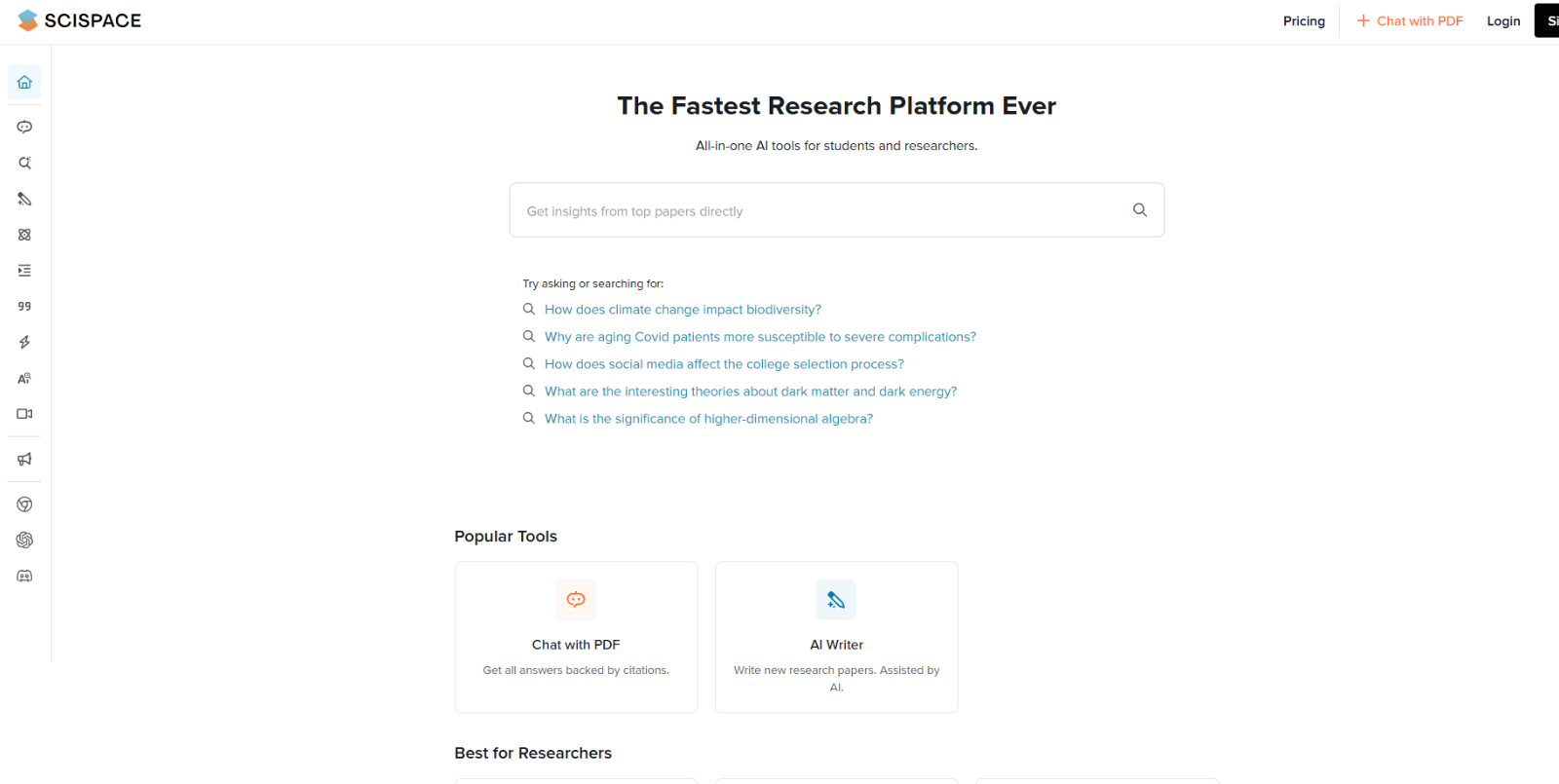 SciSpace Screenshot – AI-Powered Scientific Research Assistant.