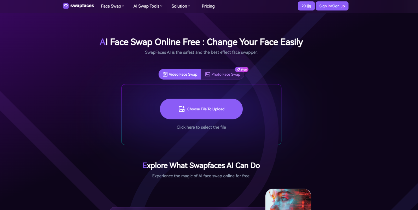 SwapFaces Screenshot – Online Face Swapping Tool for Quick and Easy Digital Face Editing