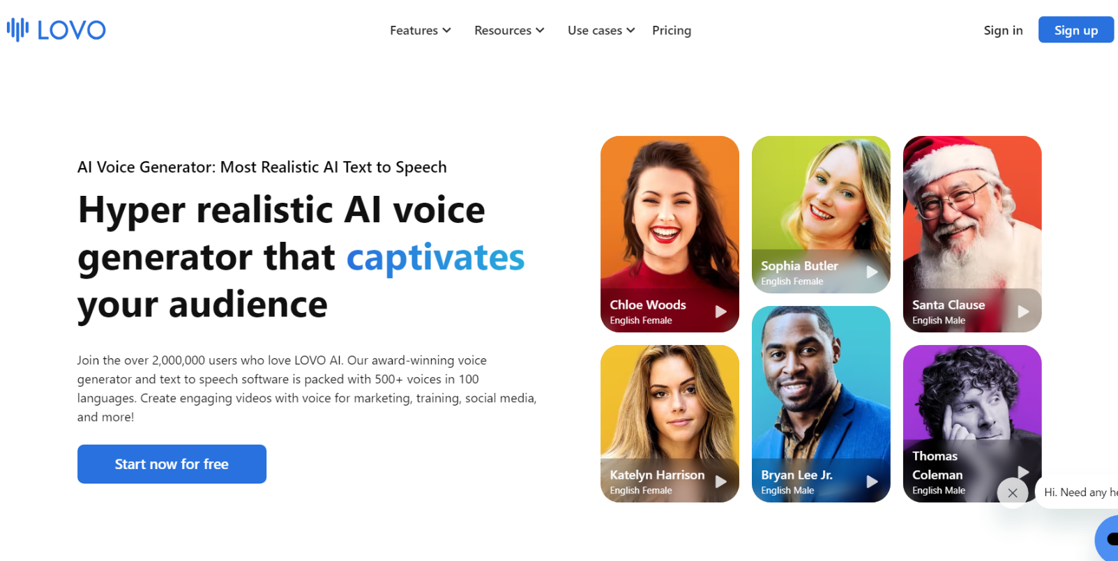 LOVO AI voice generator creating studio-quality narration