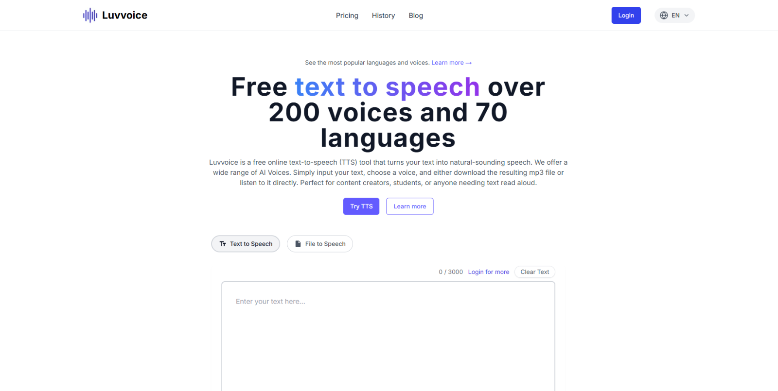 Luvvoice AI platform generating lifelike voice from text input