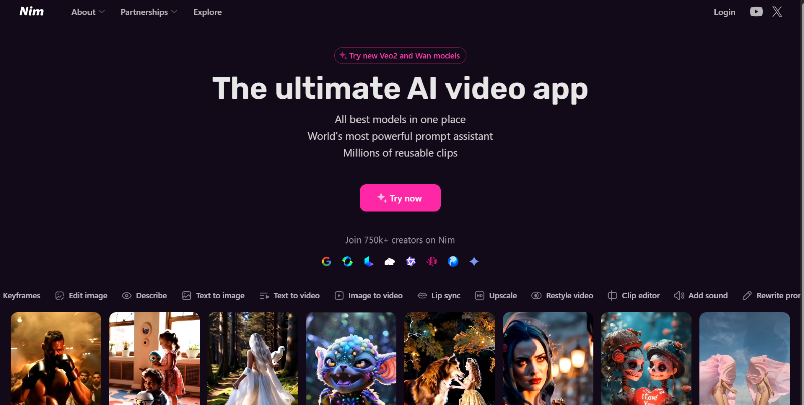 Nim Video AI interface creating short video from image and text