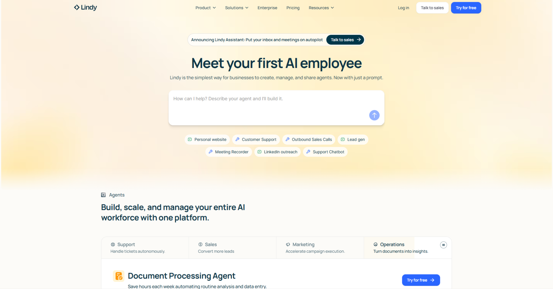 Lindy: The simplest way for businesses to create, manage, and share agents. 
